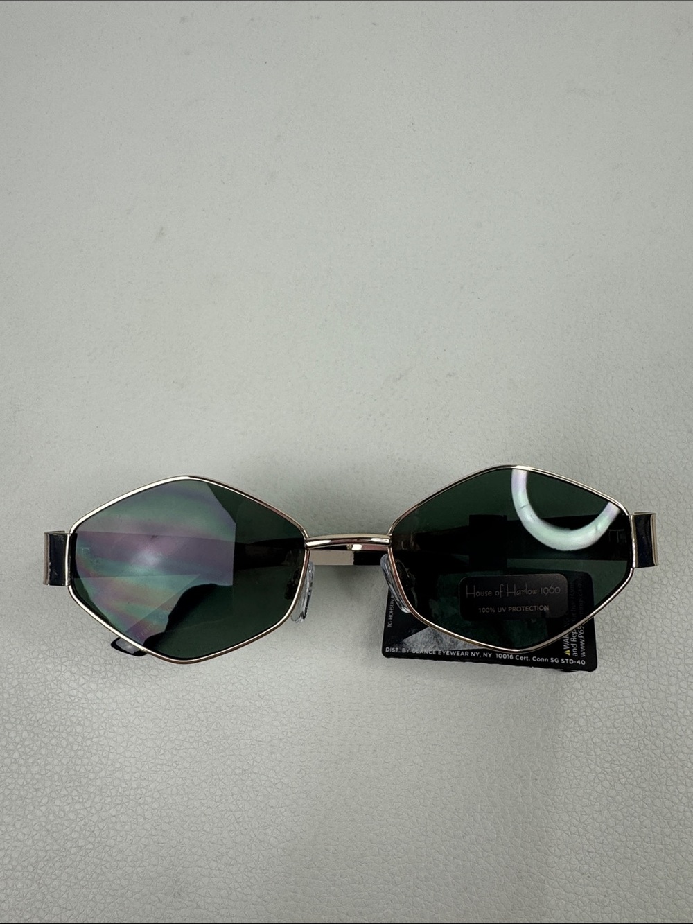 House of Harlow 1960 Gold Frame Sunglasses Dark Lenses UV Protection New NWT